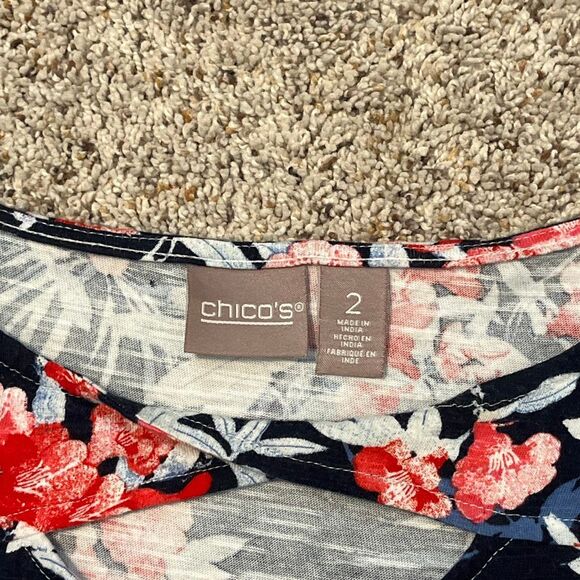 Chicos Flora Cotton Multi-Color T-Shirt Size Large - Picture 3 of 6